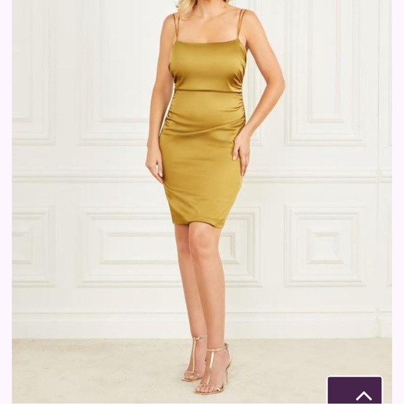 Marciano Satin Dress in Cider Gold color - Picture 1 of 3